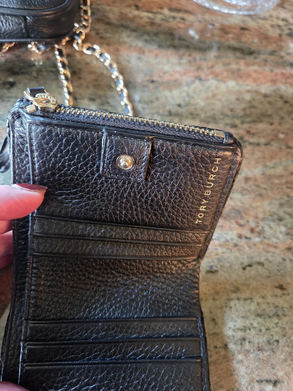 Tory Burch Black Leather Crossbody Bag and Wallet Set